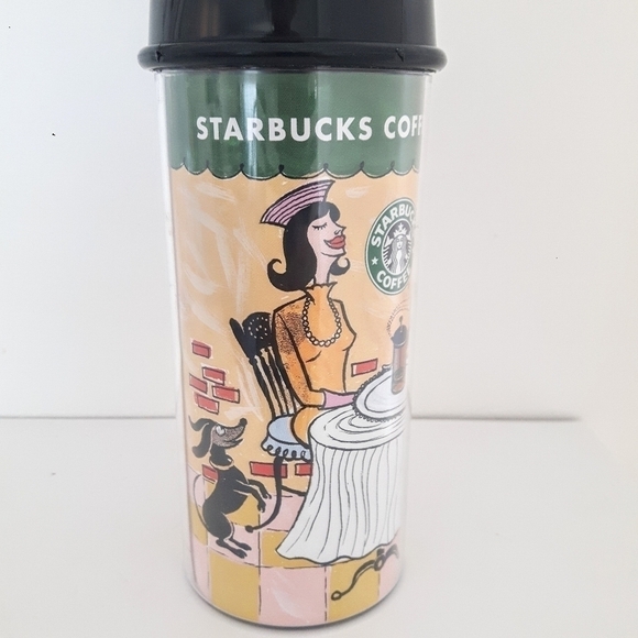 VINTAGE Starbucks Bodum French Press Personal Traveller Tumbler "Jazz Scene" - Picture 3 of 9